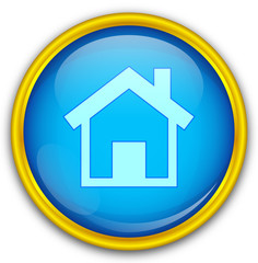 Mavi altın &ccedil;er&ccedil;eveli ev ikonu