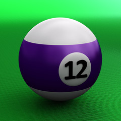 Colorful pool ball over green