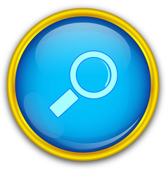 Mavi altın çerçeveli büyüteç ikonu