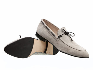 Pair of elegant men shoes over white background