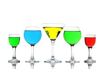 alcoholic cocktails isolated on white