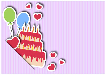 Greeting card with cake and balloons
