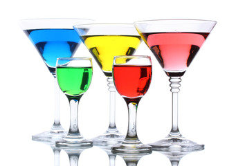 alcoholic cocktails isolated on white