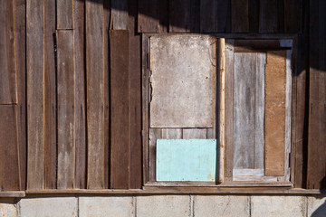 Wooden wall and windows