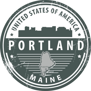 Grunge rubber stamp with name of Maine, Portland, vector