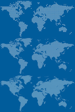 Dotted world maps