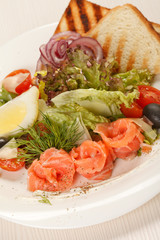 tasty appetizer with salmon
