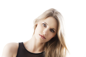Fototapeta premium natural blond woman, her head is bent at left