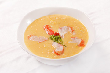 pumpkin soup with shrimps