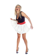 girl in white skirt isolated on white