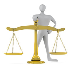 3d man with a golden scale