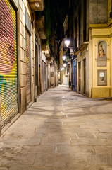 Fototapeta na wymiar Scena nocy w dzielnicy gotyckiej, Barcelona, ??Hiszpania