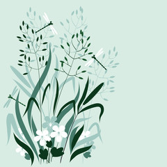 wild grass and dragonflies