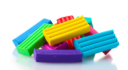 Fototapeta premium Children bright\ plasticine isolated on white