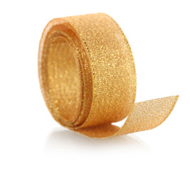 beautiful golden ribbon isolated on white