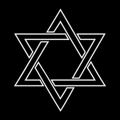 White jewish star design on black background -  illustration