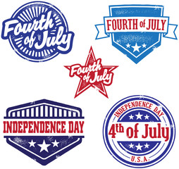 Naklejka premium Fourth of July independence Day Stamp