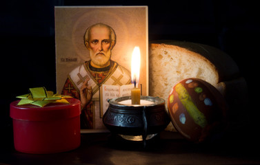 Easter eggs, a gift on a black background
