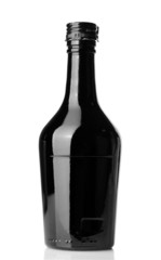 Beautiful black bottle isolated on white