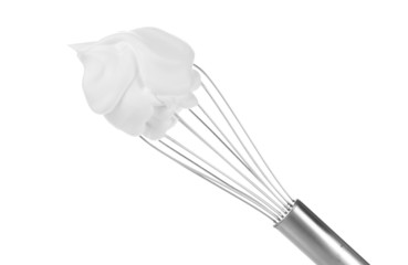 Metal whisk for whipping eggs with cream isolated on white