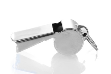 sport metal whistle isolated on white