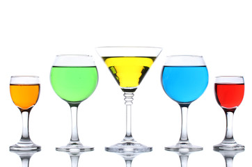 alcoholic cocktails isolated on white