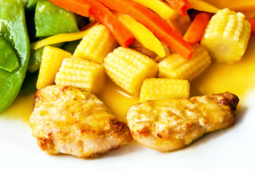 Putenfleisch und Gemüse - Currysauce