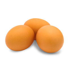 three eggs isolated on white background