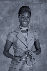 Black woman looking at the camera with a smile