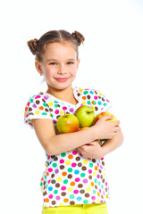 Fototapeta premium Portrait of happy girl with apple
