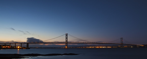The Forth Road Bridge at Night Edinburgh Scotland