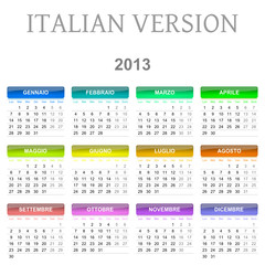Calendario 2013 vettoriale Italiano