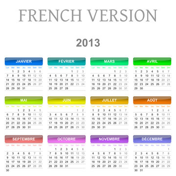 2013 French vectorial calendar