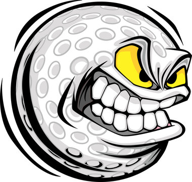 Golf Ball Face Cartoon Vector Image