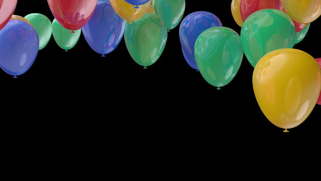 flying red, green, blue and yellow balloon transition - Powered by Adobe