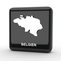 Button 3d Karte Belgien schwarz