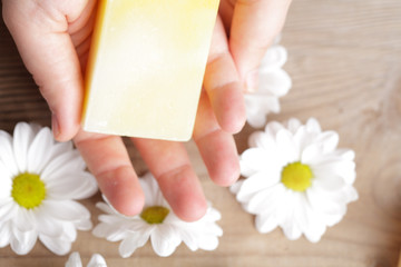 Natural cosmetics concept: soap for hands