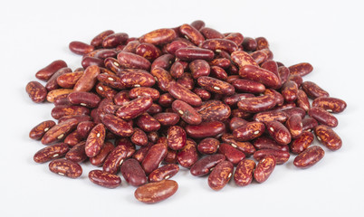 A handful of red beans. View from above. Isolated on white backg
