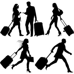 People in a hurry - vector silhouettes. - 40213432