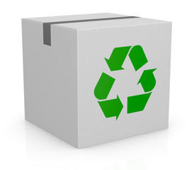 carton box and recycling symbol
