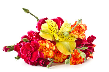Alstroemeria and red carnations