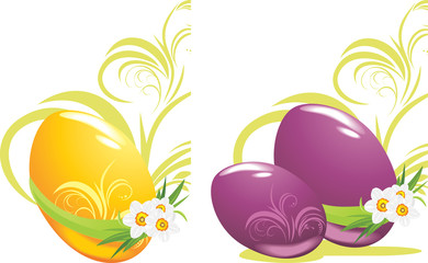 Easter eggs with daffodils