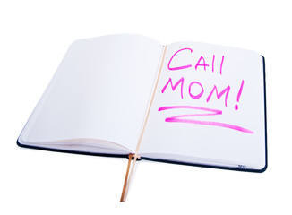 diary with the words call mom