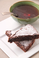 torta al cioccolato e tè