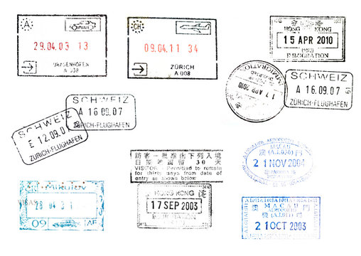 passport immegration stamps from many countries