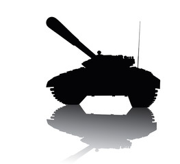 Tank silhouette with reflection