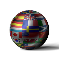 Globe with different country flags