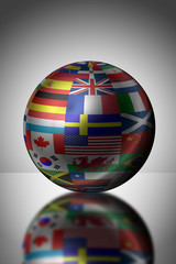 Globe with different country flags