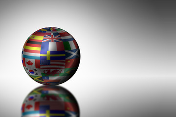 Globe with different country flags