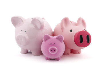 Family of piggy banks with clipping path